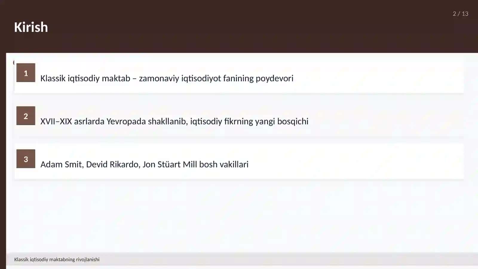 Klassik iqtisodiy maktabning rivojlanishi 2