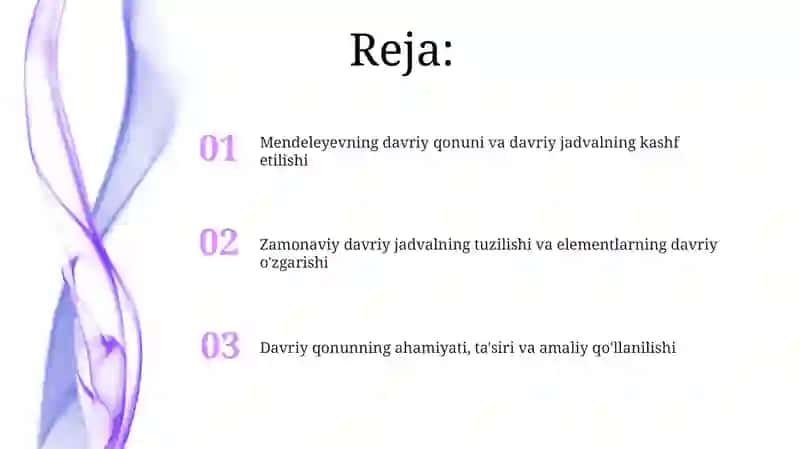 D.I.Mendeleevning davriy qonuni va elementlarning zamonaviy davriy sistemasi 2
