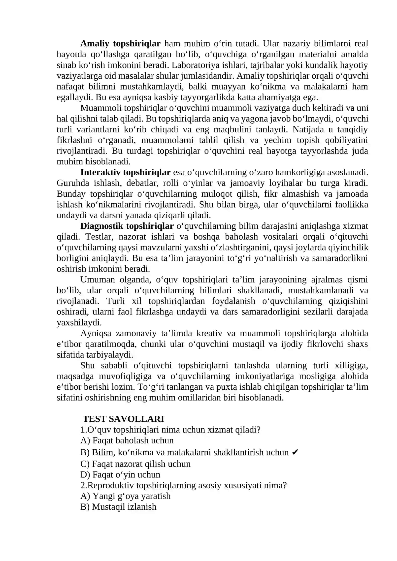 O’quv topshiriqlarini ishlab chiqishga kreativ yondashuvlar 2