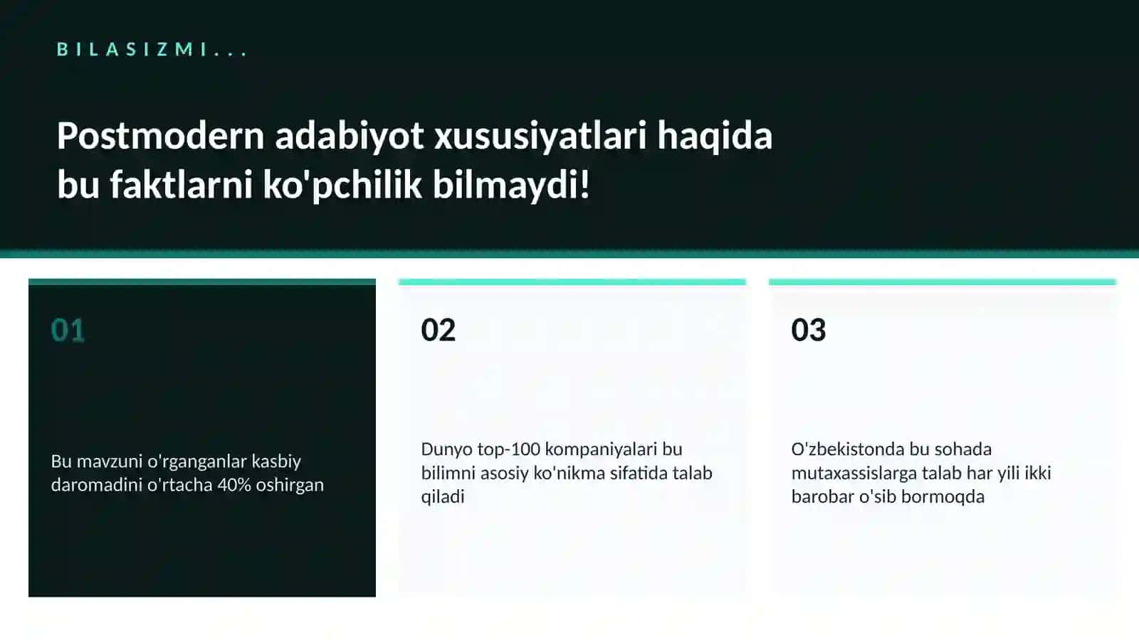 Postmodern adabiyot xususiyatlari 2
