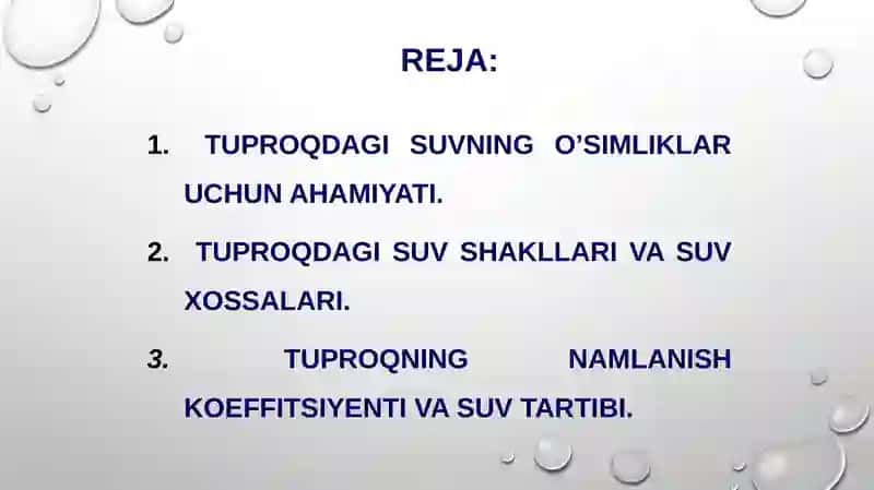 Tuproqning suv xossalari va suv rejimi 2
