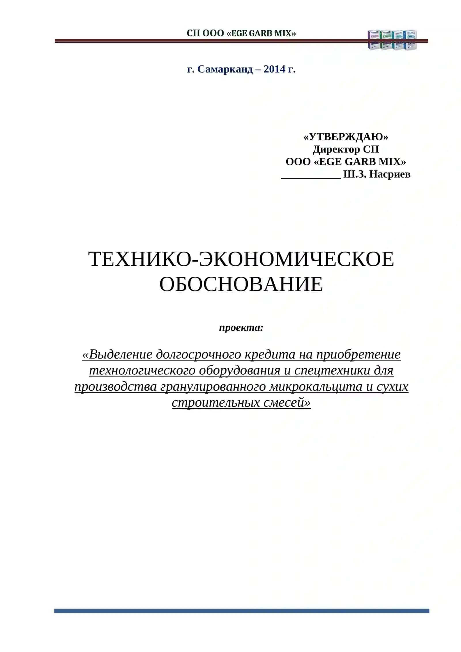ТЕХНИКО-ЭКОНОМИЧЕСКОЕ ОБОСНОВАНИЕ проекта 2