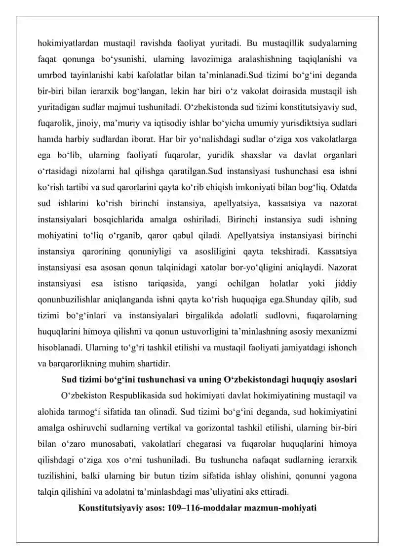 Sud Tizimi Bo'g'ini va Sud Instansiyasi Tushunchasi va Turlari 2