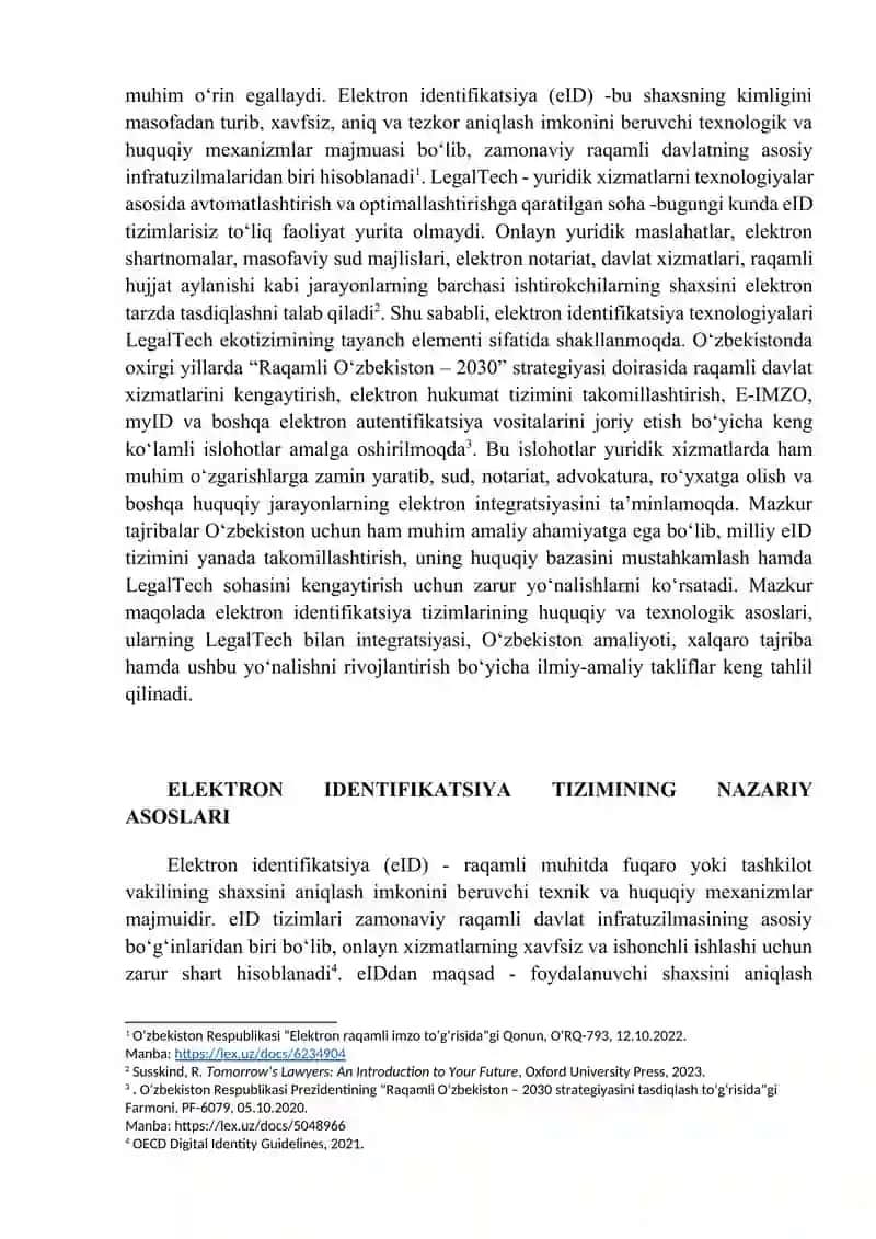 Elektron identifikatsiya tizimi va legal tech 2