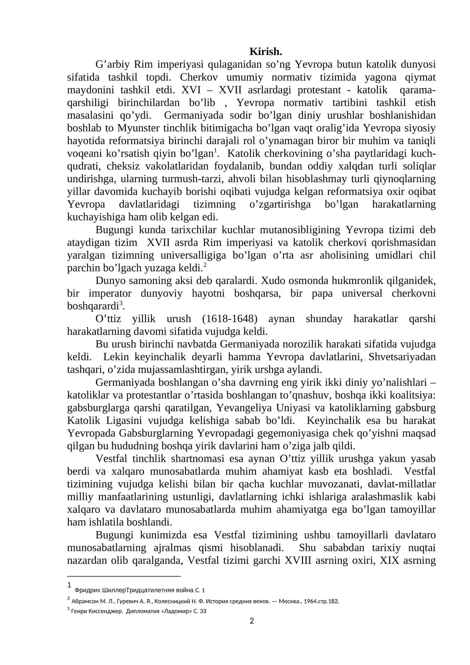 O’ttiz yillik urush va uning oqibatlari 2