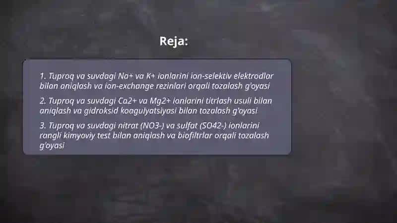 Tuproq va suvdagi ionlar 2