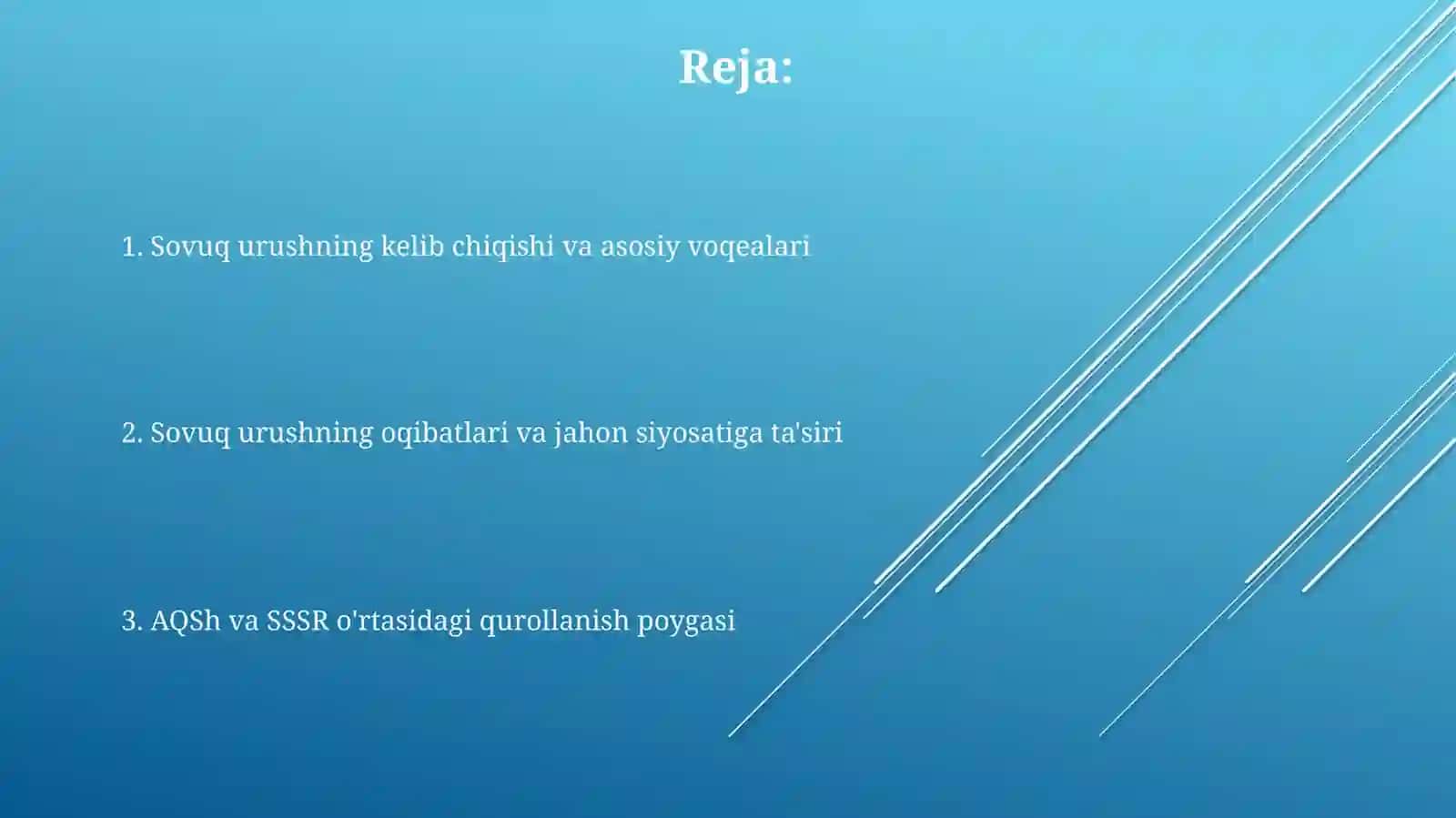 Sovuq urush "AQSH va SSSR o’rtasidagi qurollanish poygasi" 2