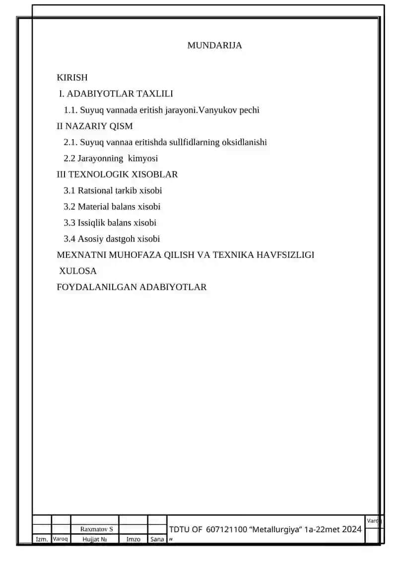 Mis konsentratini Suyuq vannada eritish amaliyoti 2