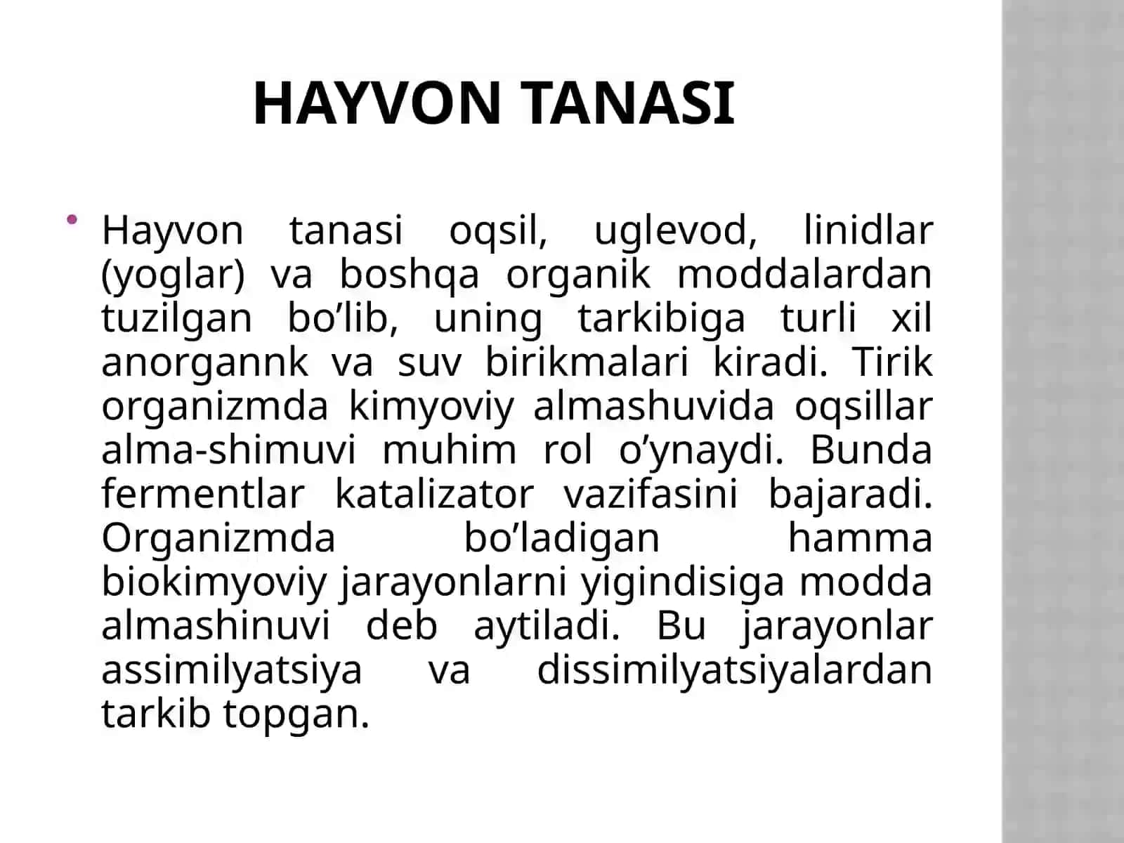 odam va hayvon fiziologiyasi.hayvon organizmining turli sharoitga moslashish mexanizmlari bilan tanishish 2