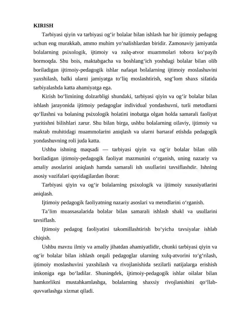 Tarbiyasi qiyin va tarbiyasi ogʻir bolalar bilan olib boriladigan ijtimoiy pedagogik faoliyat mazmuni 2