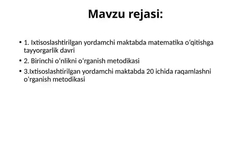 Matematika o‘qitish maxsus metodikasi fanining xususiy masalalari 2
