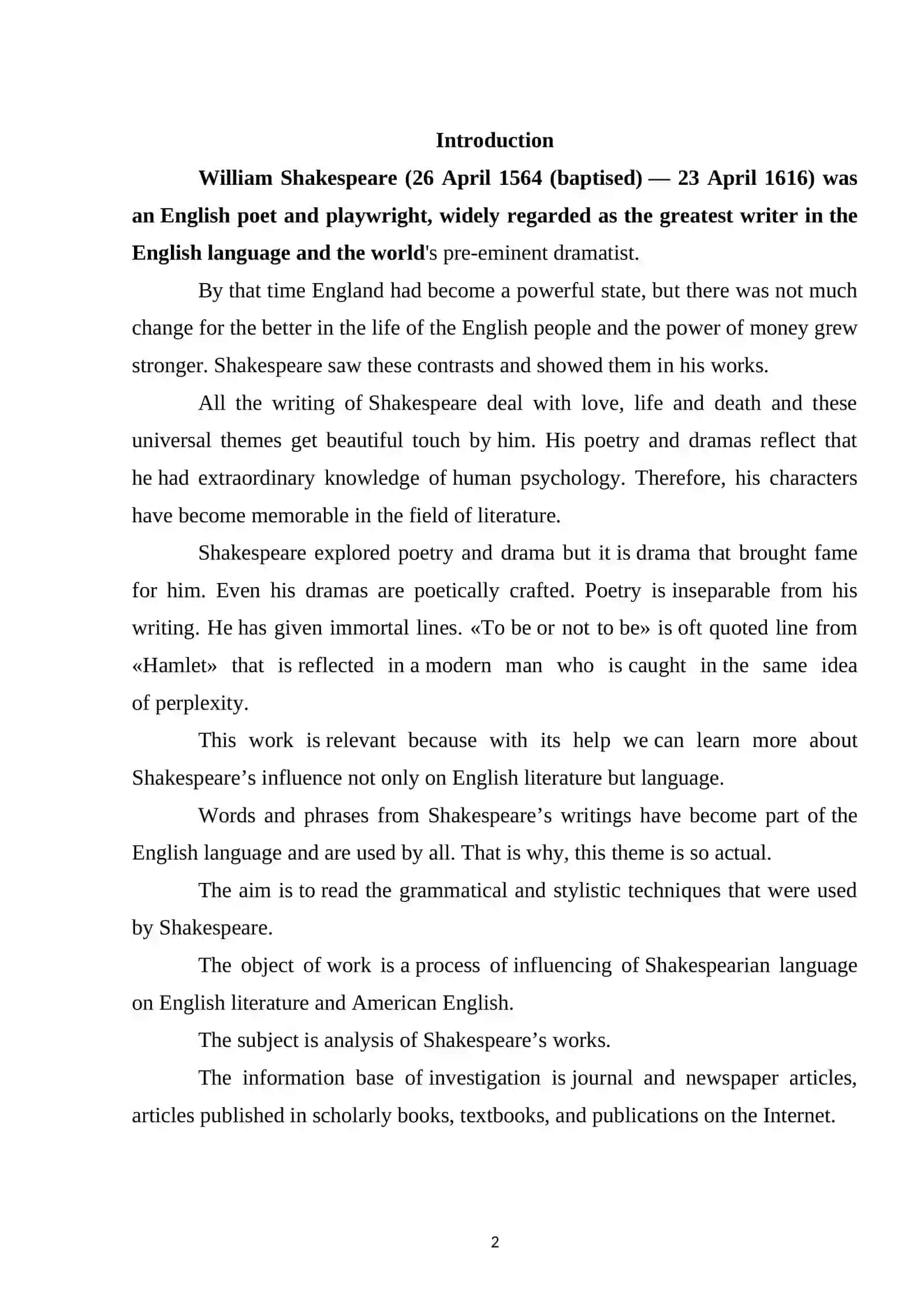Shakespeare’s legacy in 21th century 2