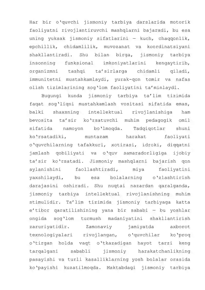 UMUM TA'LIM MAKTABLARIDA JISMONIY TARBIYA 2