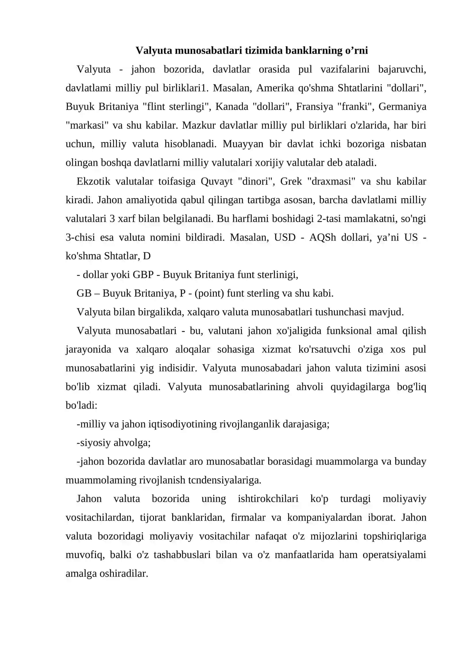 Tijorat banklarining xalqaro valyuta va hisob kredit operatsiyalari 2