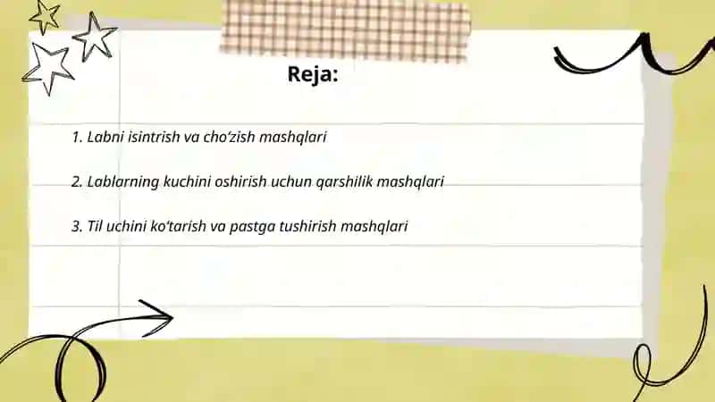 Lab til jagʻ mashqlari 2