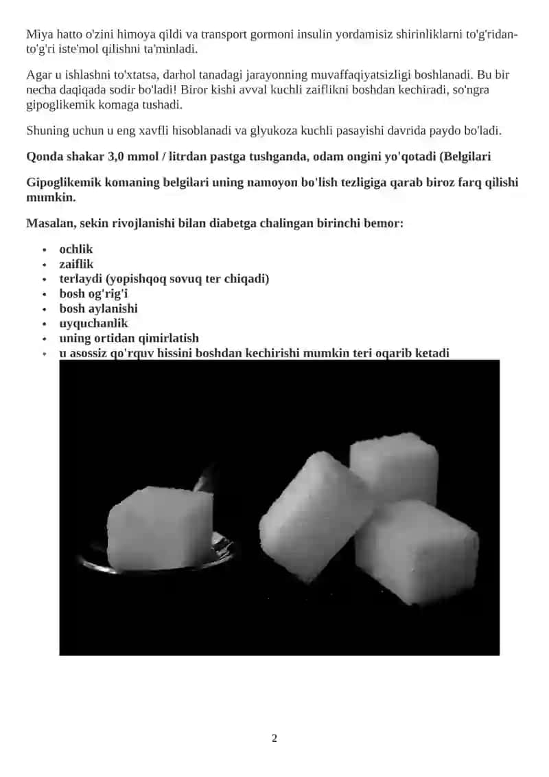 O’tkir patologik holatlar: gipoglikemik holat,issiqlik urishi,quyosh urishi,cho’kish va birinchi yordam 2