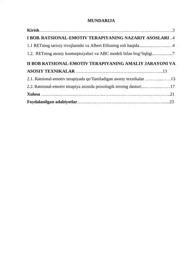 RETning tarixiy rivojlanishi va Albert Ellisning roli haqida 2