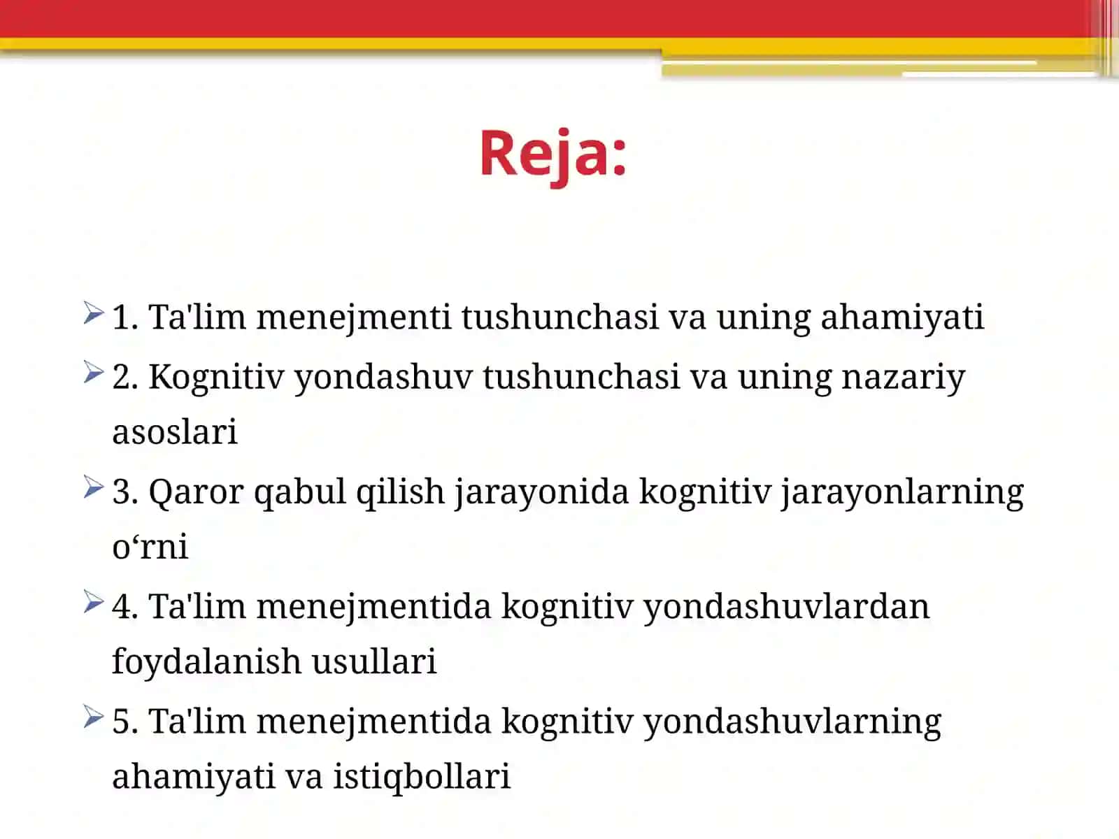 Ta'lim menejmenti va qaror qabul qilishda kognitiv yondashuvlar 2