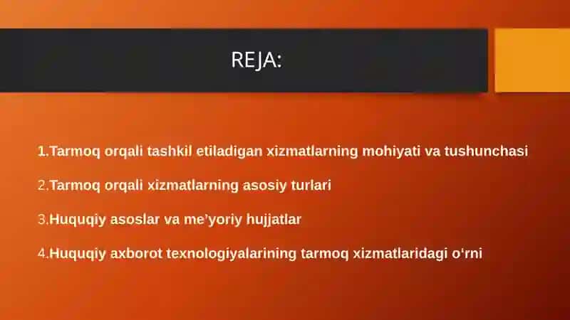 Tarmoq orqali tashkil etiladigan xizmatlar 2