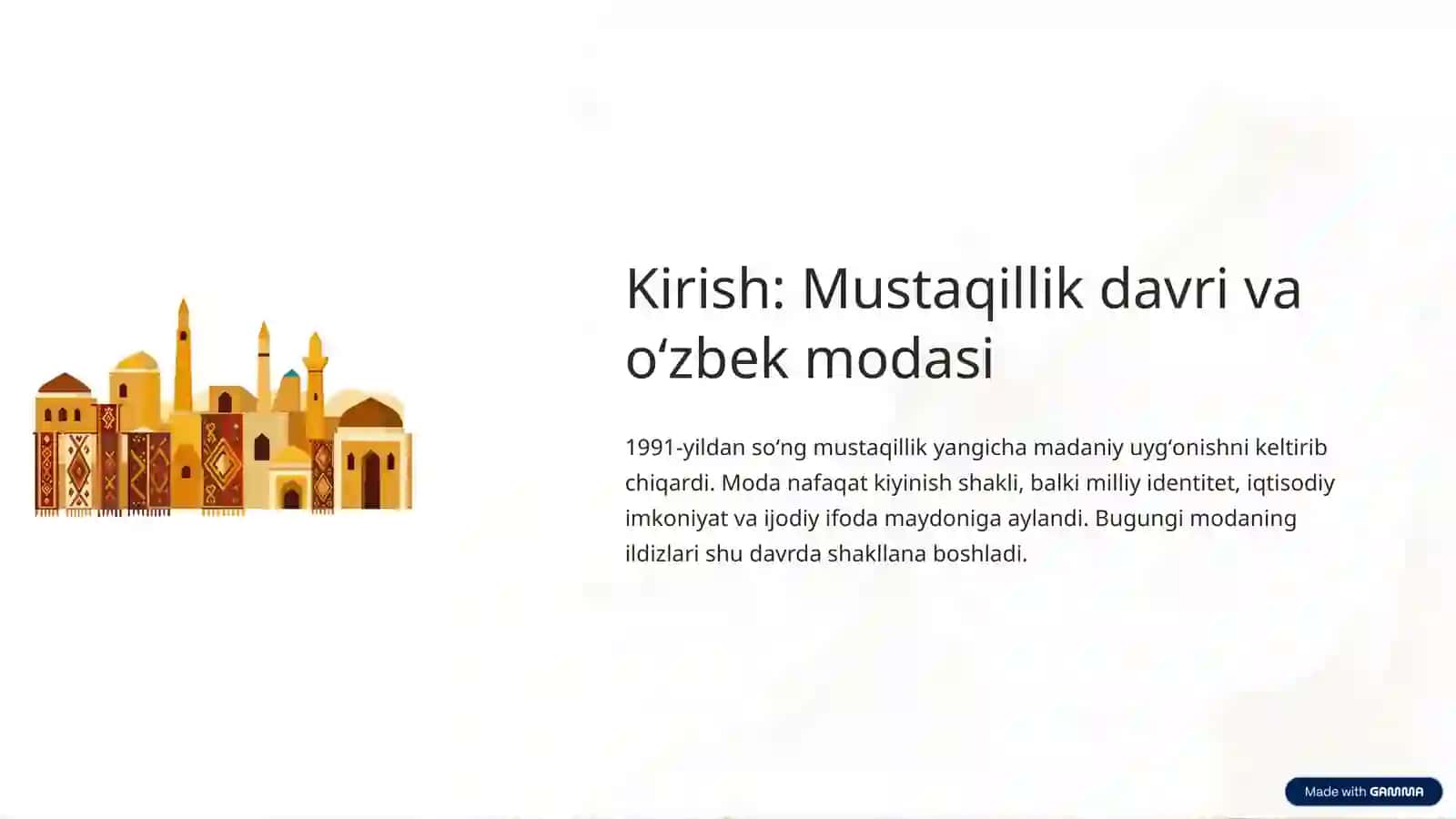 Oʻzbekistonda modaning oʻziga xos rivojlanishi (1991 — hozirgi vaqtgacha) 2