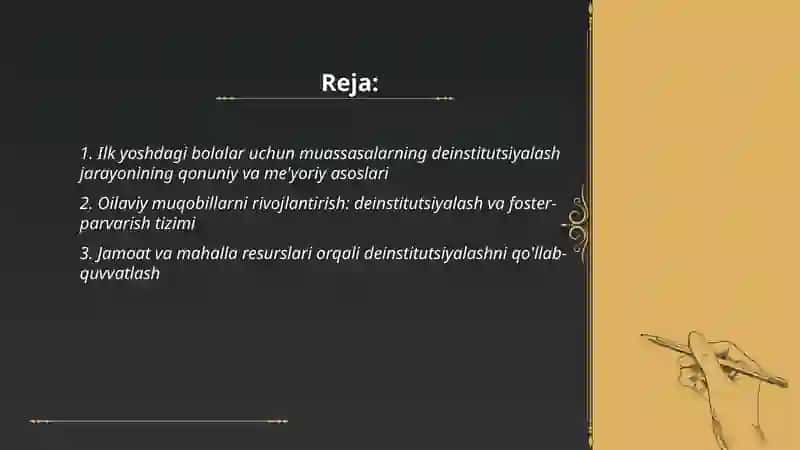 Ilk yoshdagi bolalar uchun muassasalarning deinstitutsiyalash masalalari 2
