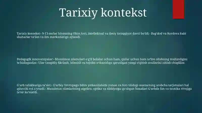Ix Xii Asrlar Sharq Uyg‘Onish Davrida Pedagogik Fikrlarning Rivojlanishi 2