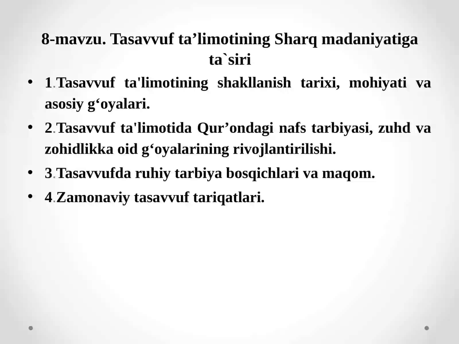 Tasavvuf taʼlimotining Sharqmadaniyatigata’siri 2