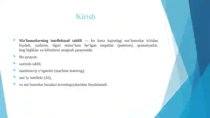 Ma’lumotlarning intellektual tahlili 2