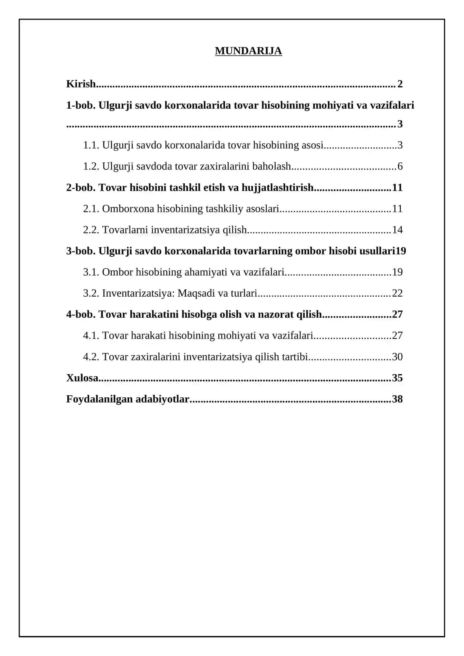Ulgurji savdo korxonalarida tovarlarning omolbor hisobi 2