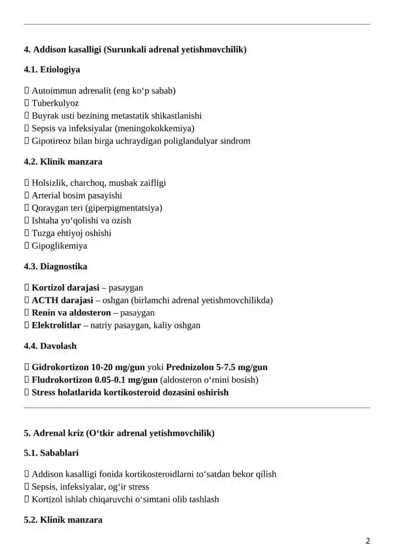 Adrenal usti bezi kasalliklari 2