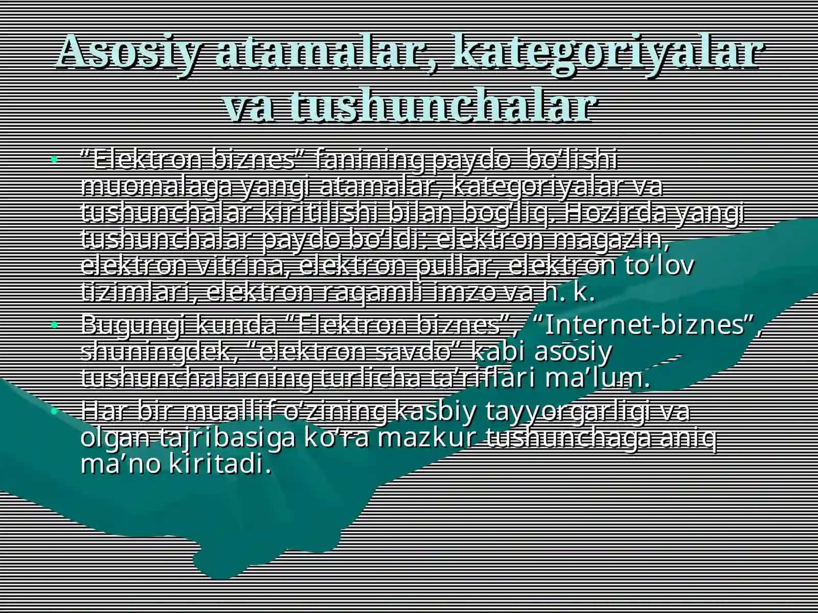 Elektron biznes tizimlarini qurishning nazariy asoslari 2