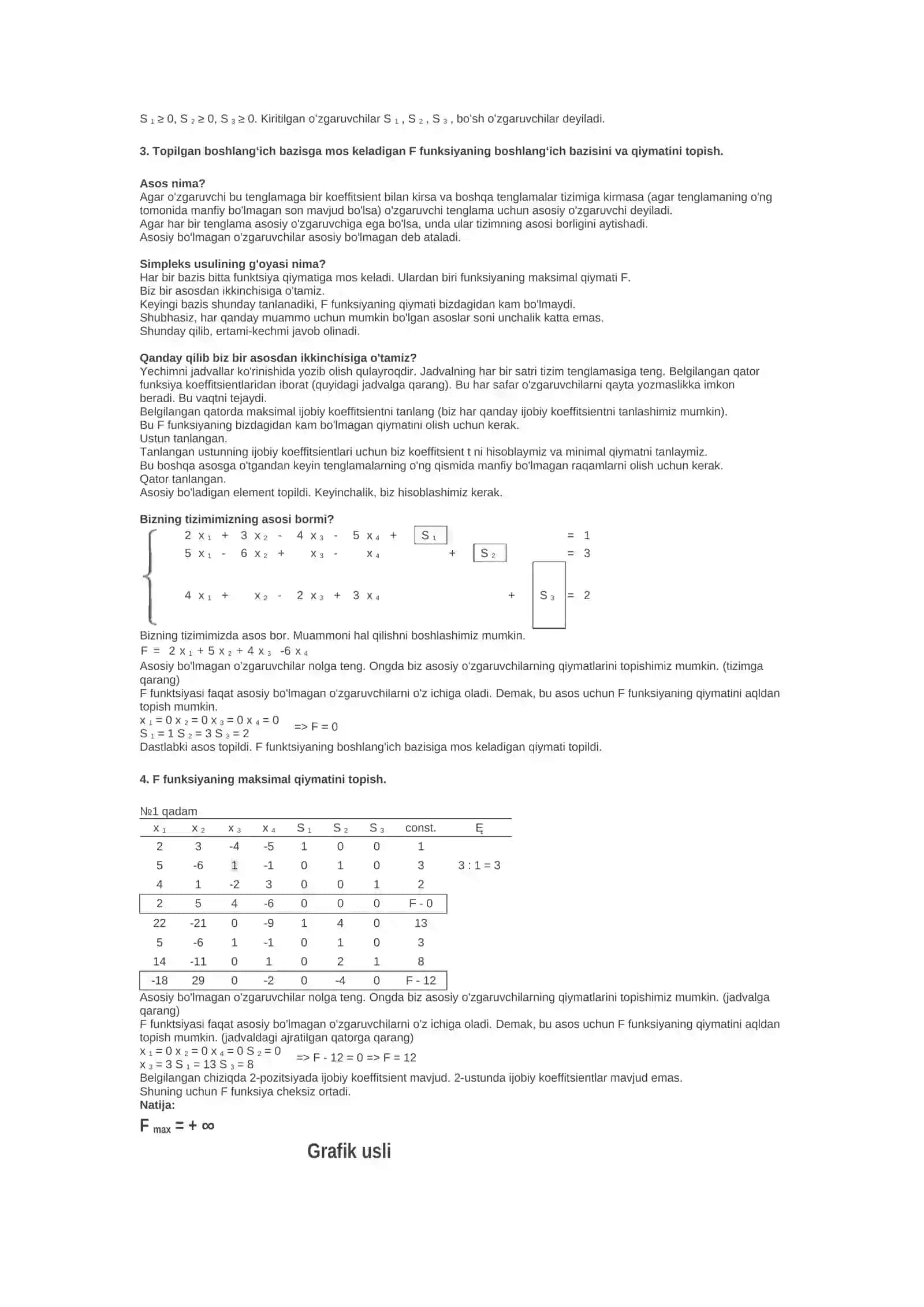 Simpleks usuli kalkulyatori 2