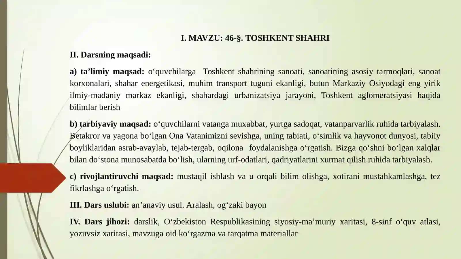 Toshkent shahri mavzusi bo'yicha ta'lim darsi 2