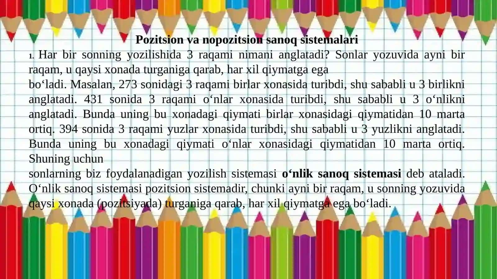 4- sinf matematika fanidan “1 dan 1000000 gacha bo`lgan sonlarni raqamlash” mavzusida taqdimoti 2