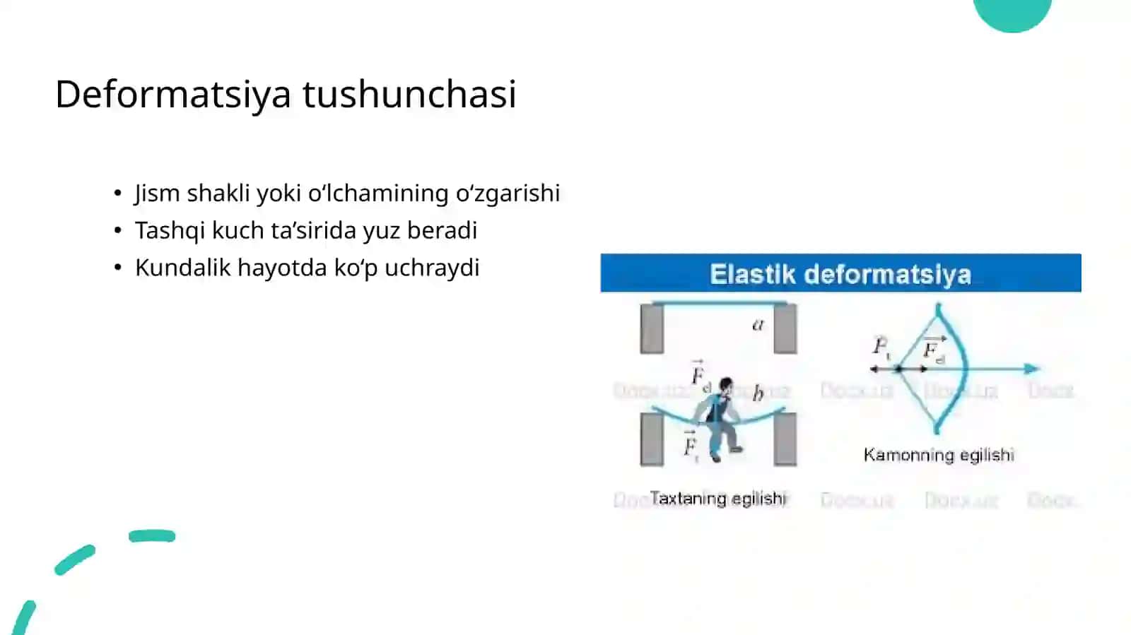 Elastiklik chegarasi va bikrlik. Rezinaning xossalari. Guk qonuni va prujinalar 2