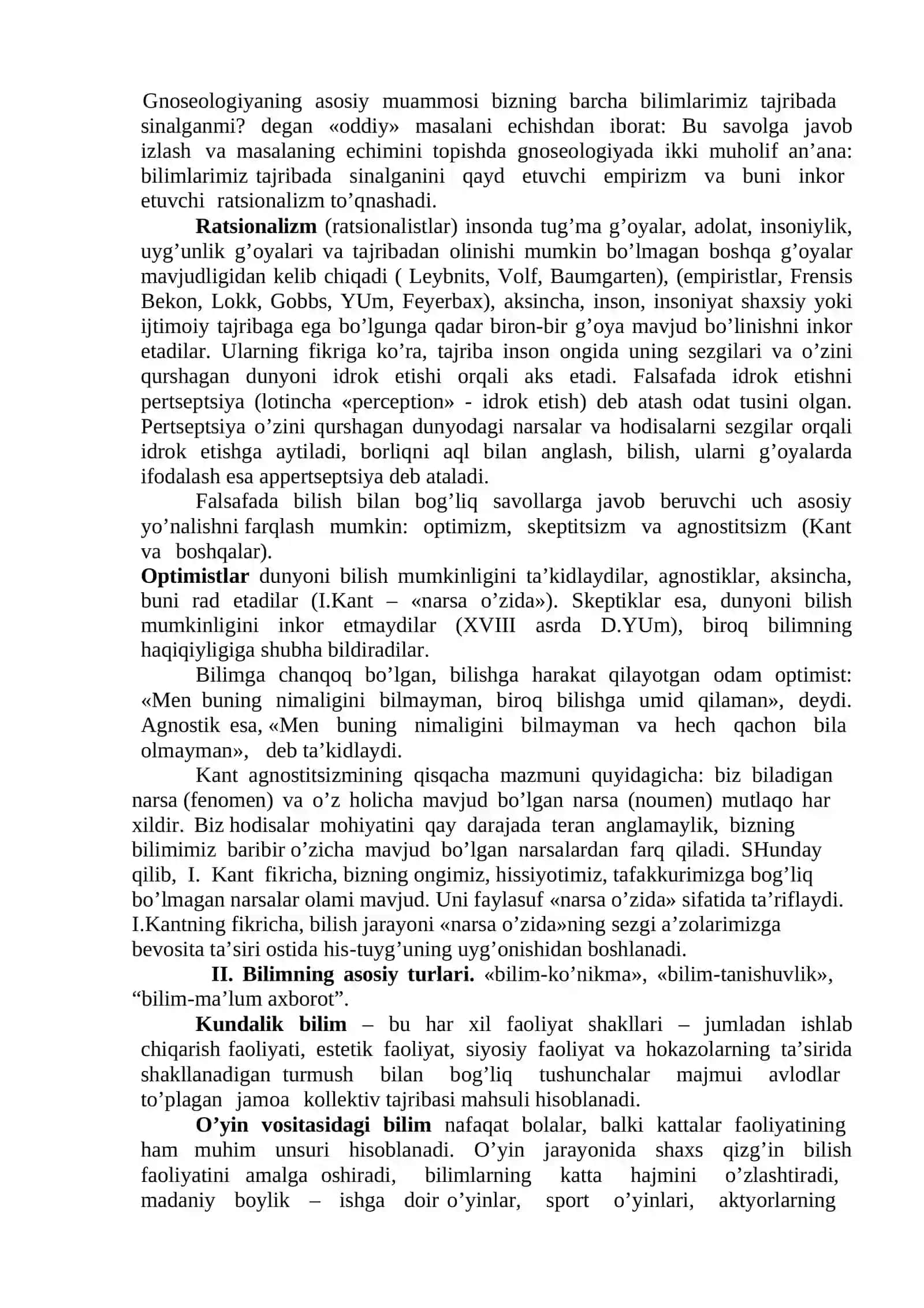 BILISH FALSAFASI (GNOSEOLOGIYA) 2