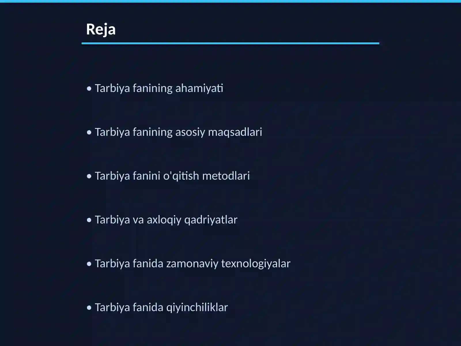 Tarbiya Fanini O'qitish Mazmuni 2