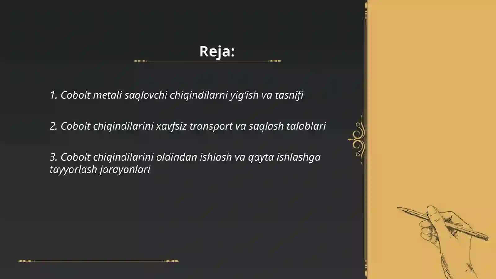 Cobolt metali saqlovchi chiqindilarni kompleks qayta ishlash 2