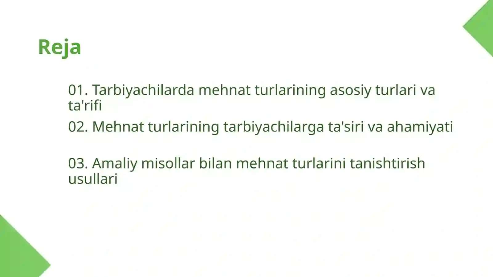 Maktabgacha ta'lim tashkilotlari tarbiyachilarda olib boriladigan mehnat turlari bilan tanishish. 2
