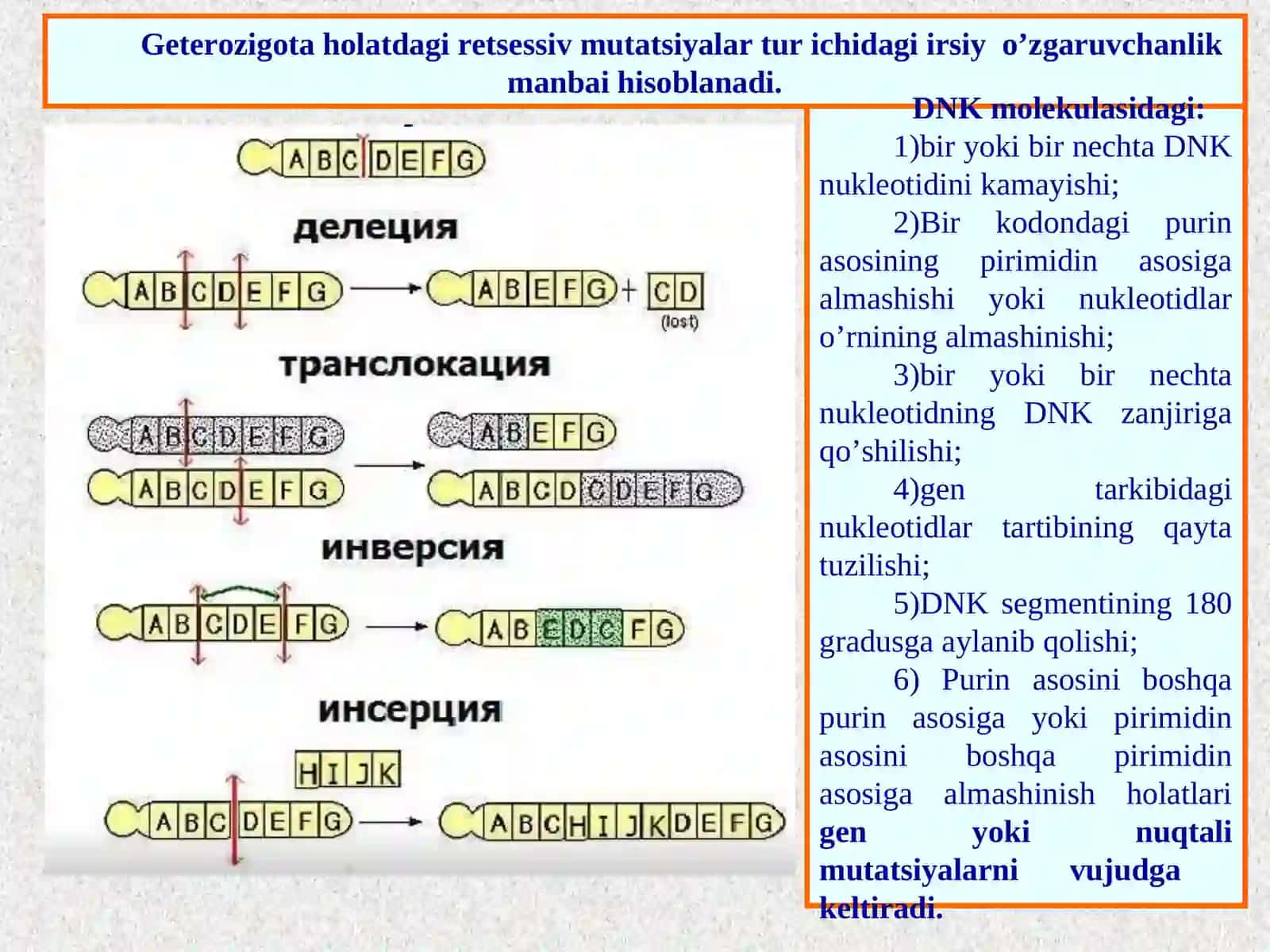 Mutasiya, rekombinatsiya va irsiy o‘zgaruvchanlik 2