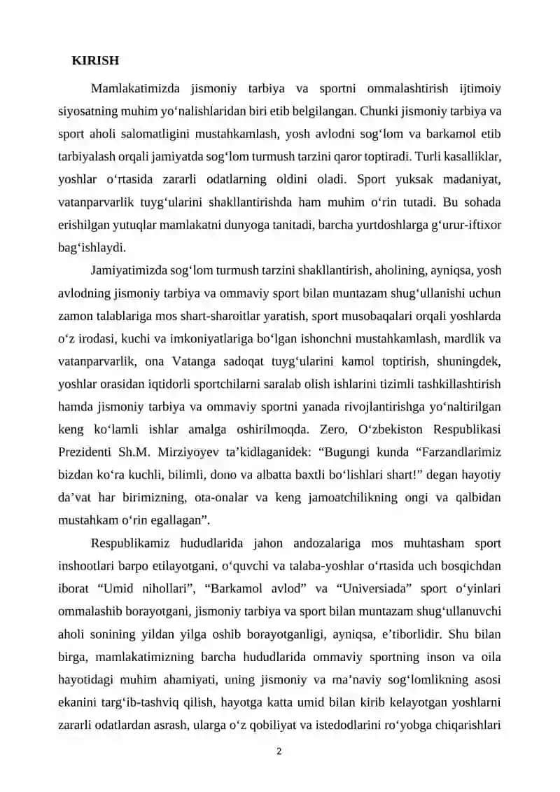 O'ZBEKISTONDA SPORTNING RIVOJLANISHI VA BESHTA MUHIM TASHABBUS 2