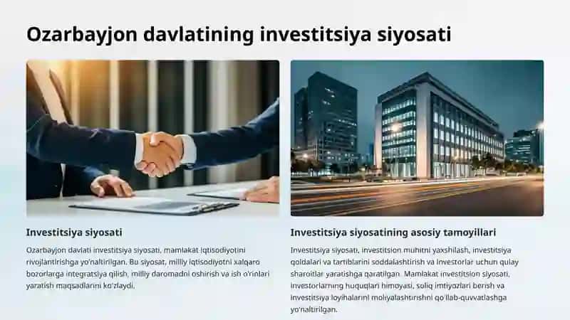 Ozarbayjon davlatining investitsiya siyosati 2