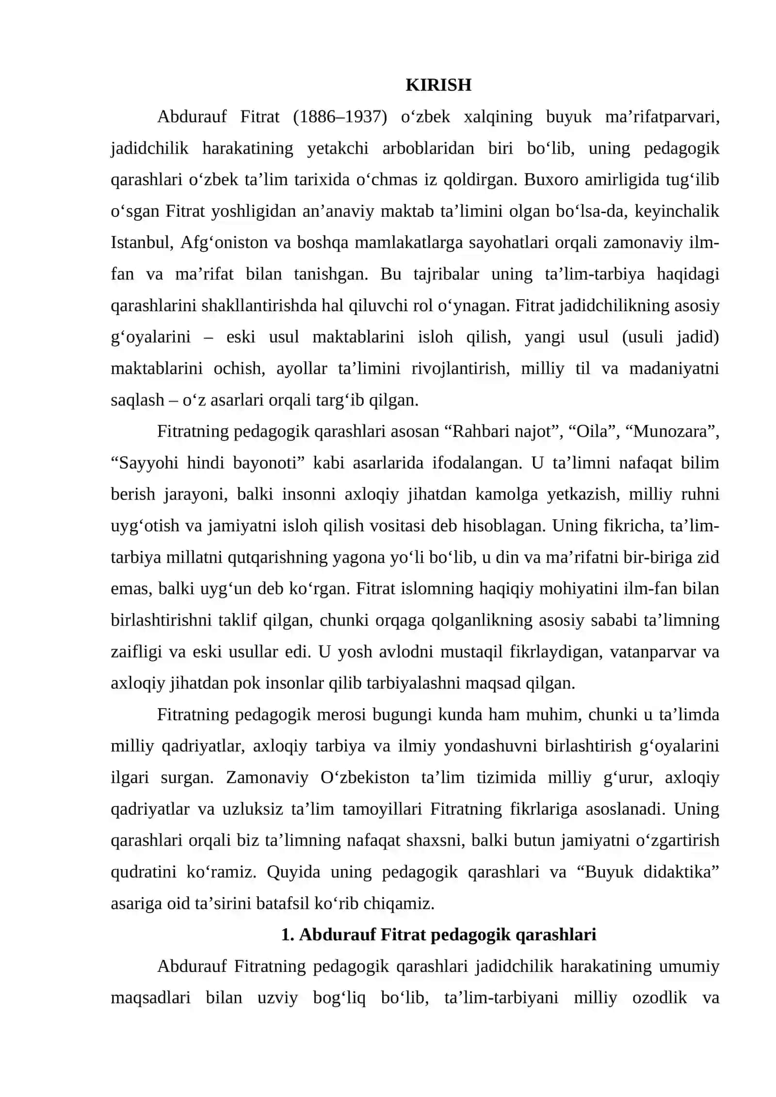Abdurauf Fitrat pedagogik qarashlari 2