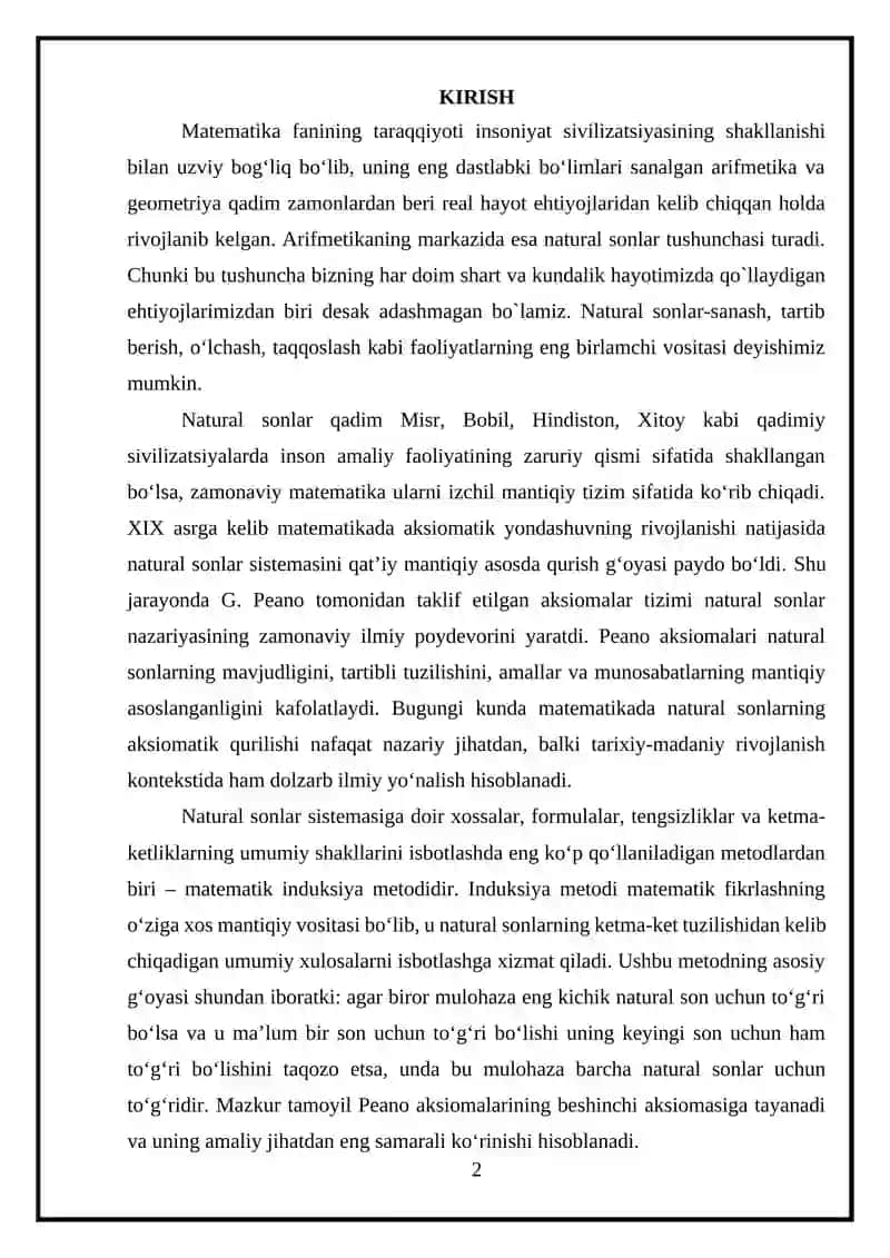 NATURAL SONLAR SISTEMAS. MATEMATIK INDUKISYA METODI 2