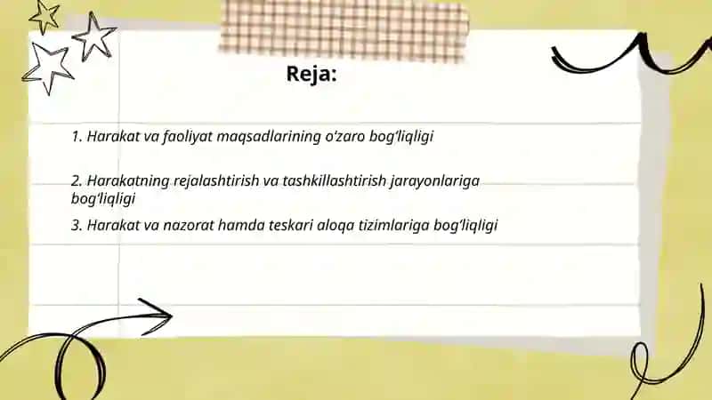 Harakatning ummumiy faolyat jarayonlari xususiyatiga bog‘liqligi 2