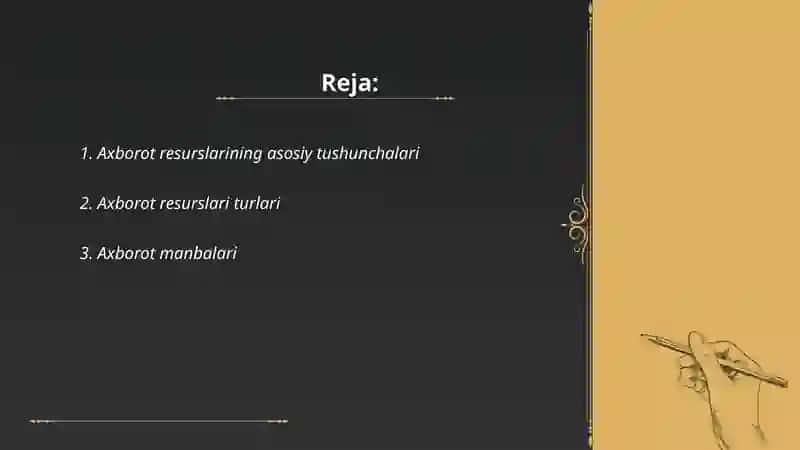 Axborot resurslarining asosiy tushunchalari 2