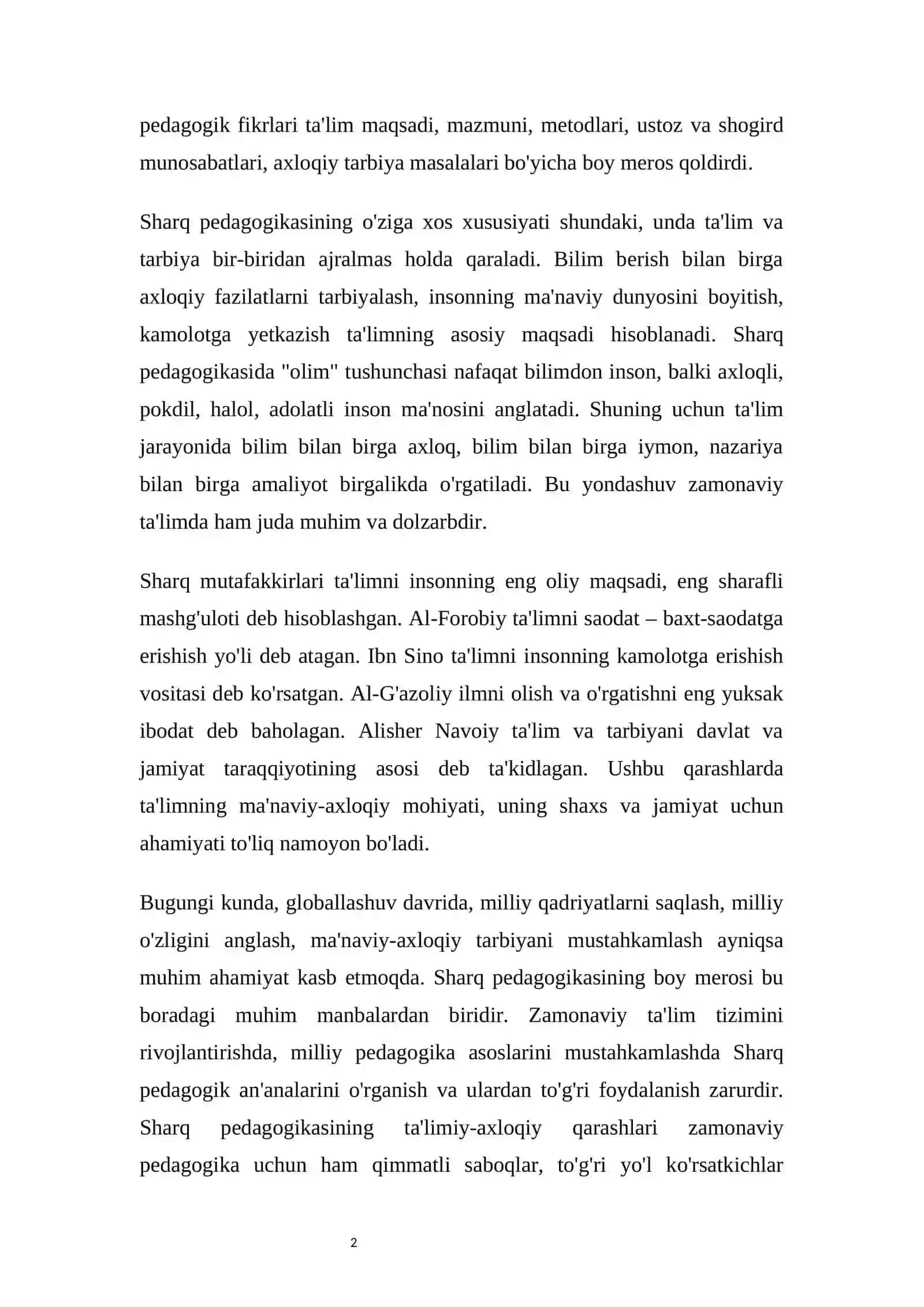 Sharq pedagogikasining o'qitishda ta'limiy-axloqiy qarashlari 2