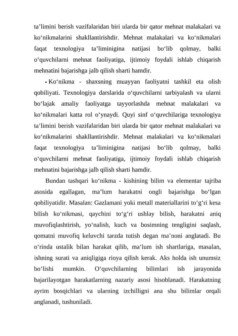 TEXNOLOGIK TA’LIMNING “TEXNOLOGIYA VA DIZAYN” YO‘NALISHI MAZMUNI 2