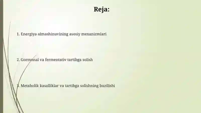 Energiya almashnuvining boshqarilishi 2
