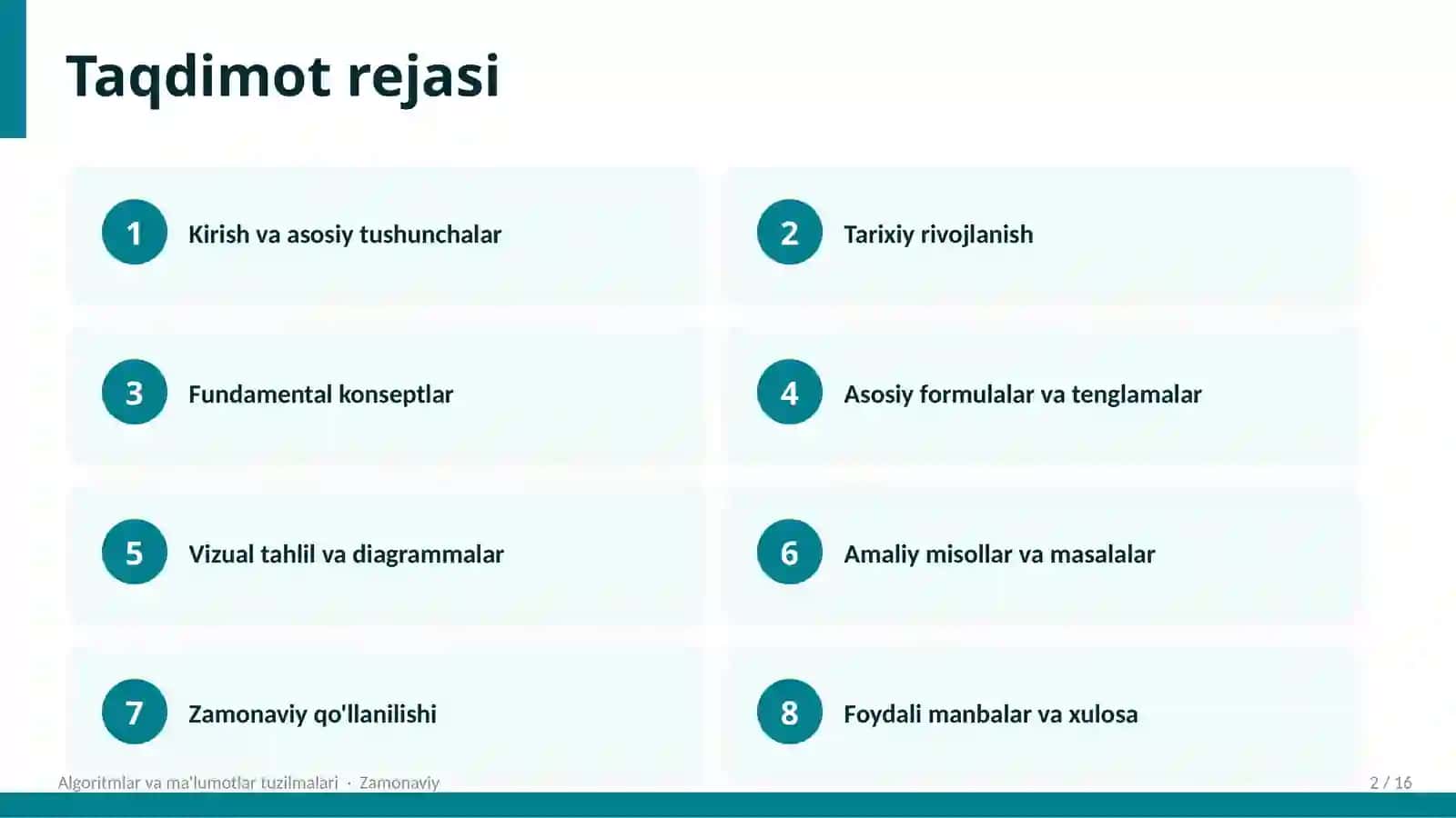 Algoritmlar va ma'lumotlar tuzilmalari 2